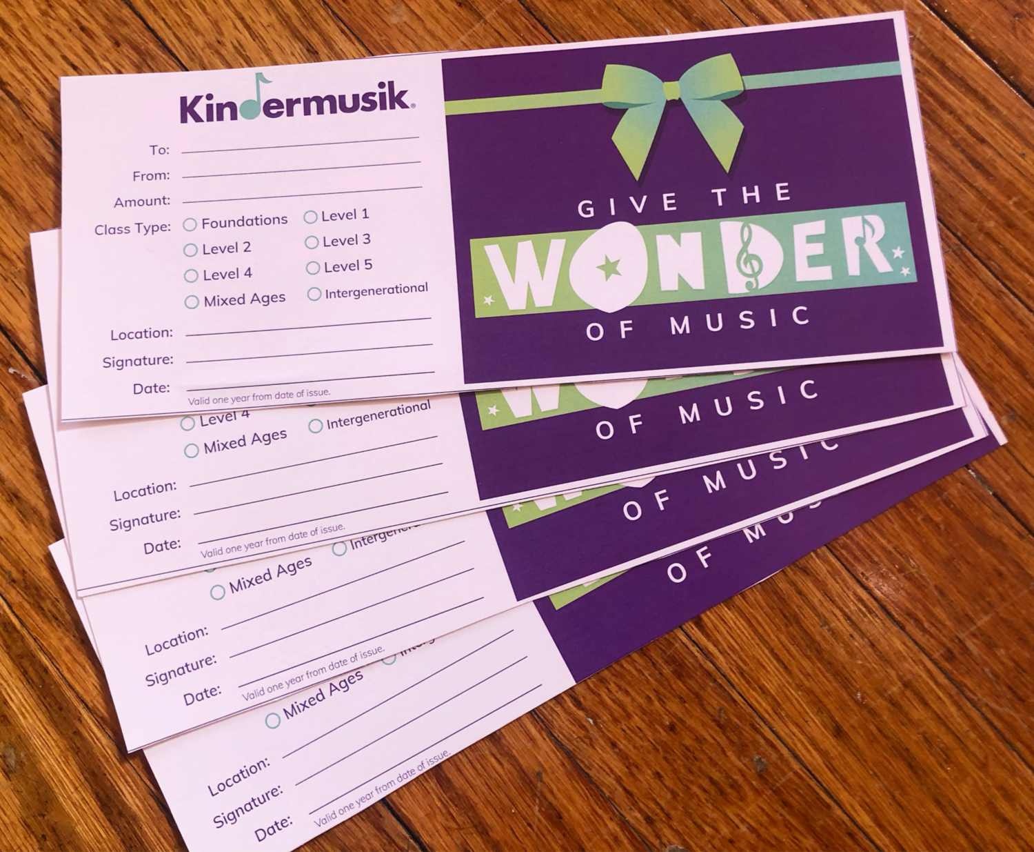 Kindermusik Tuition Gift Certificates