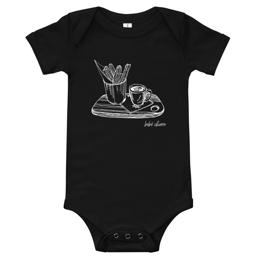 Bebé Churro Onesie , Color: Black, Size: 3-6m
