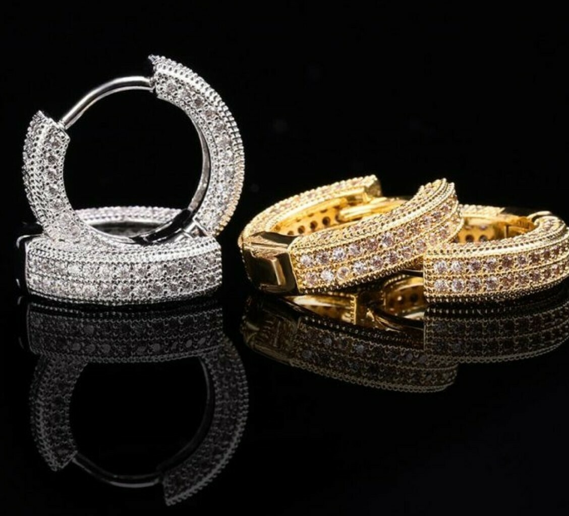 Gold/White gold Hoop Earrings