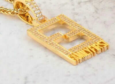 White gold/gold Iced out family first pendent