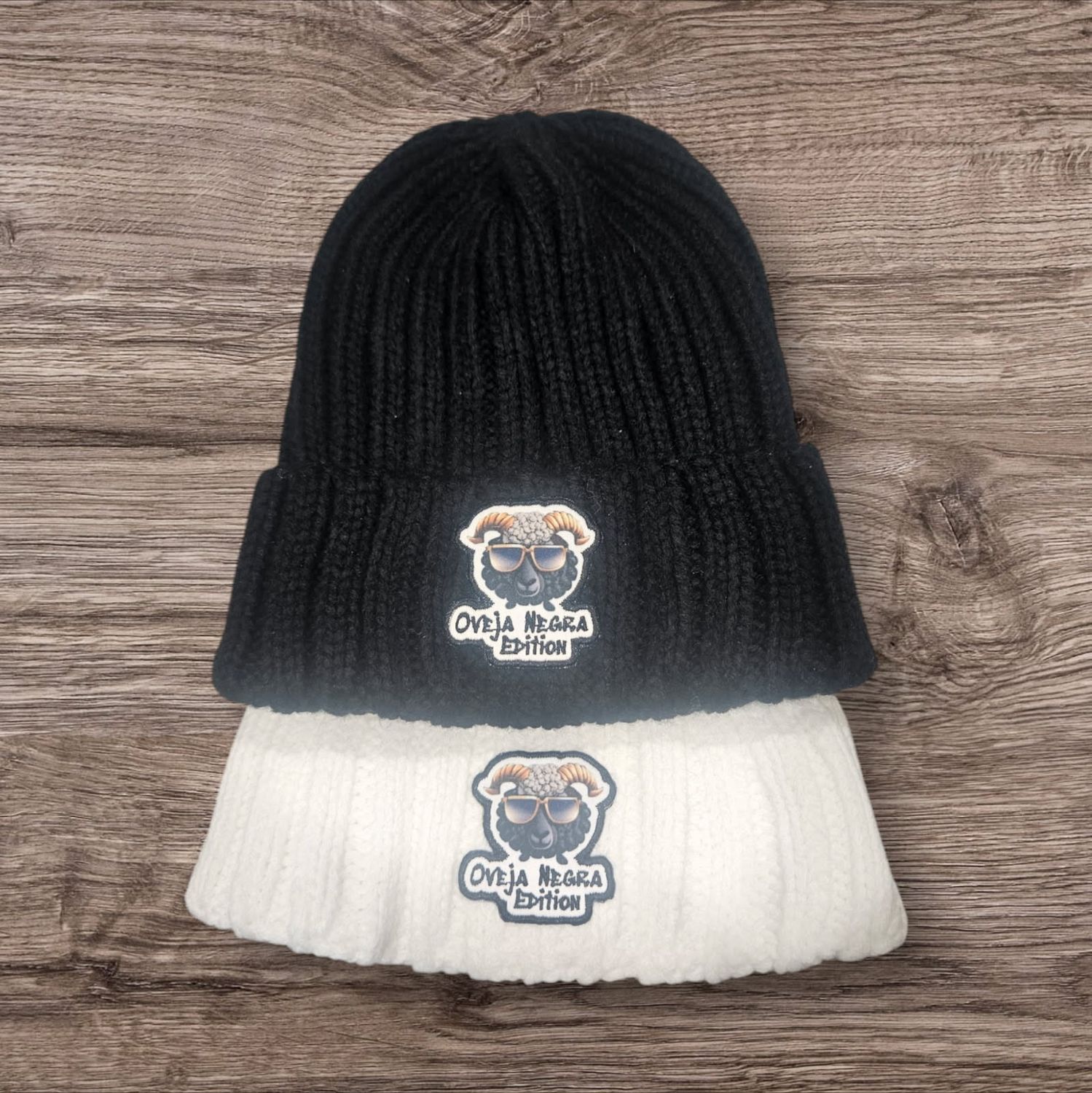 White Or Black Oveja Negra Knit Beanie Skull Cap