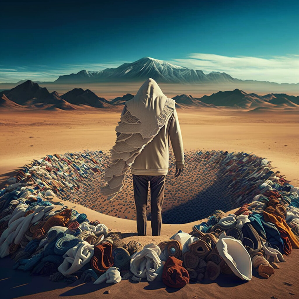 Atacama Desert Fast Fashion Waste outfit and two signed 2D artwork included