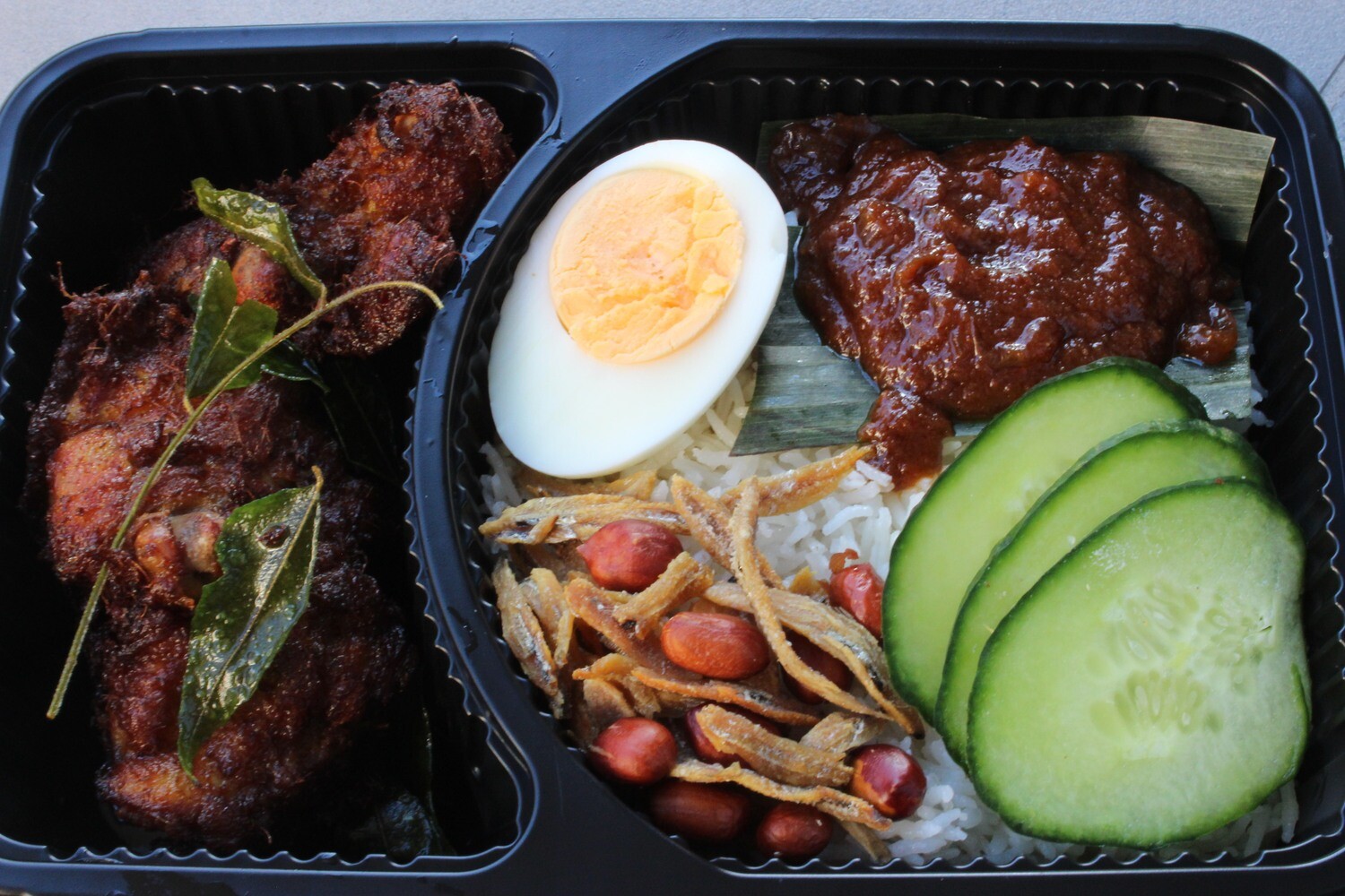 Nasi Lemak with Ayam Berempah