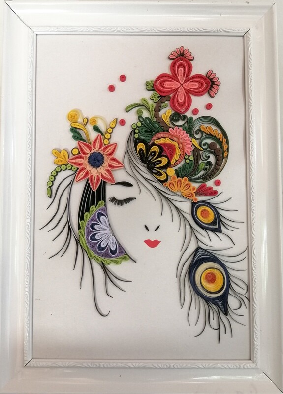 Most Beautiful paper quilling Girl face as the  wall design