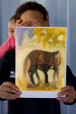 Merrie met veulen | A4 kaart