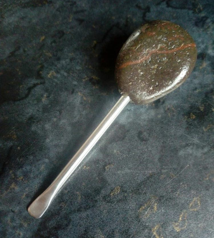 Jasper banded stone handle with carbon steel tool