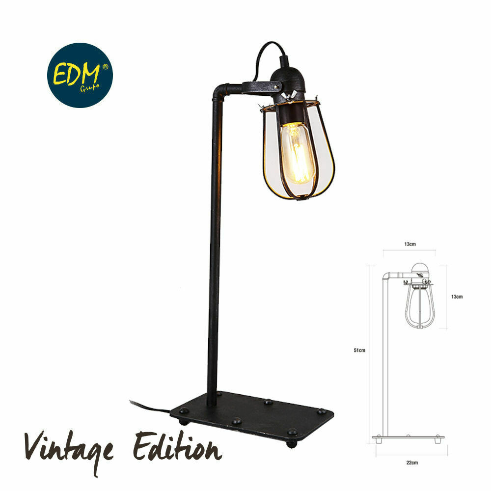 LAMPARA DE MESA VINTAGE E27 60W 51X22X13X13CM