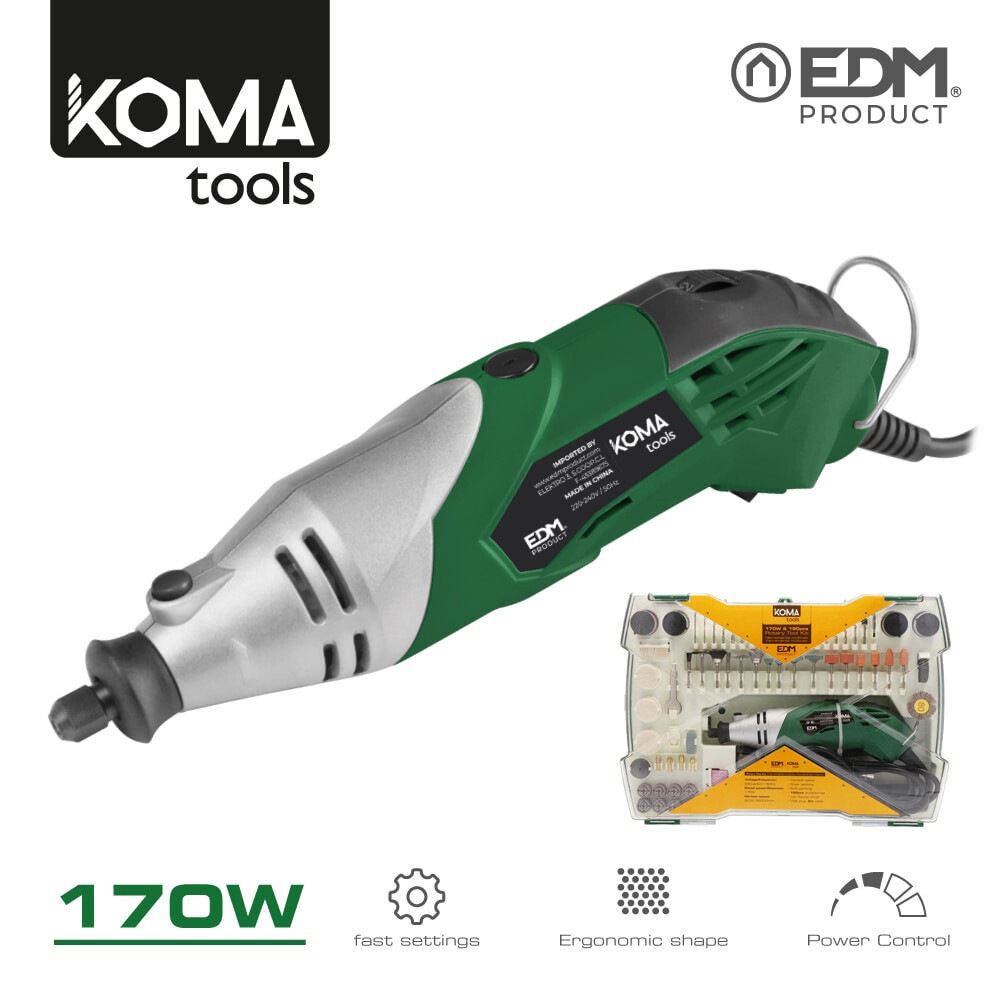 MINI HERRAMIENTA MULTIUSOS ROTATIVA DE POTENCIA 170W CON ACCESORIOS KOMA TOOLS EDM
