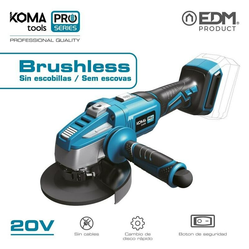 AMOLADORA 125MM 20V BRUSHLESS (SIN BATERIA Y CARGADOR) KOMA TOOLS PRO SERIES BATTERY EDM