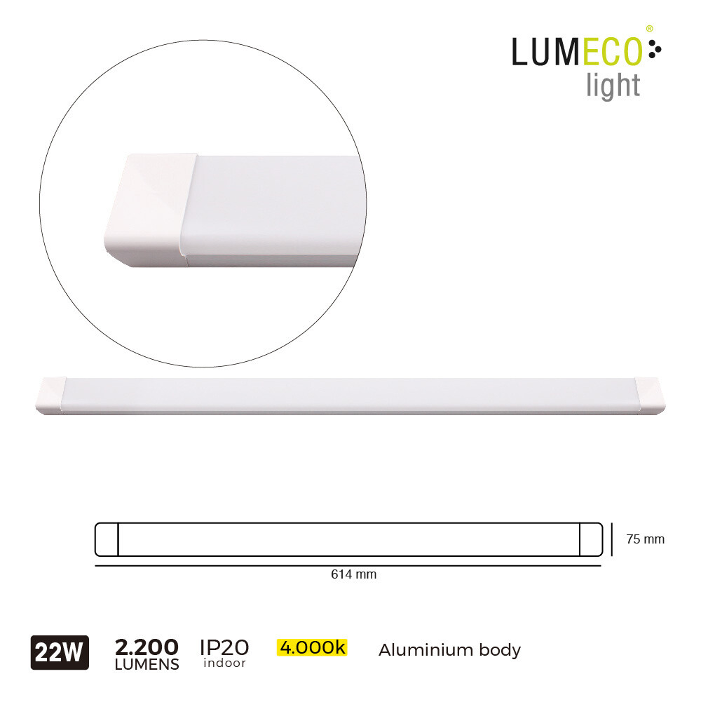 *ULT.UNIDADES* REGLETA LED 22W 2200 LUMEN 4.000K 60CM LUMECO.UNIDADES POR CAJA 20