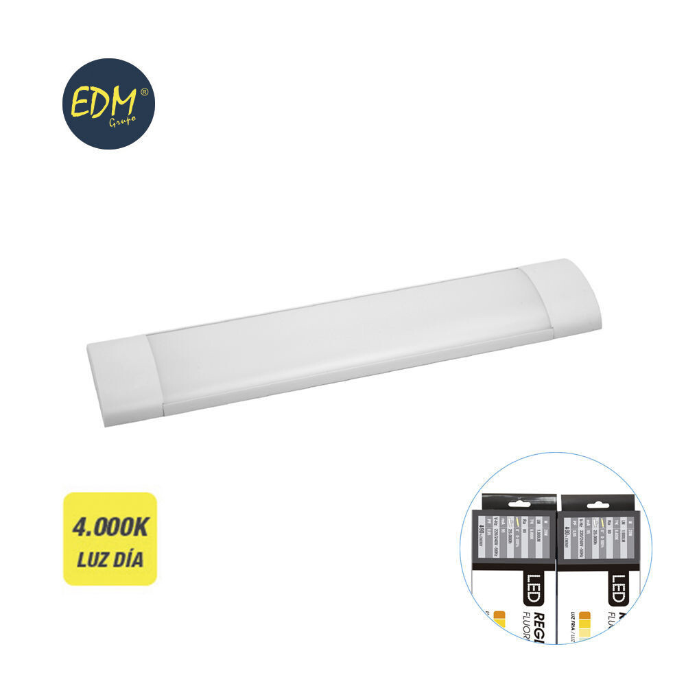 REGLETA ELECTRONICA LED 25W 61CM 4.000K LUZ DIA 2200 LUMENS EDM