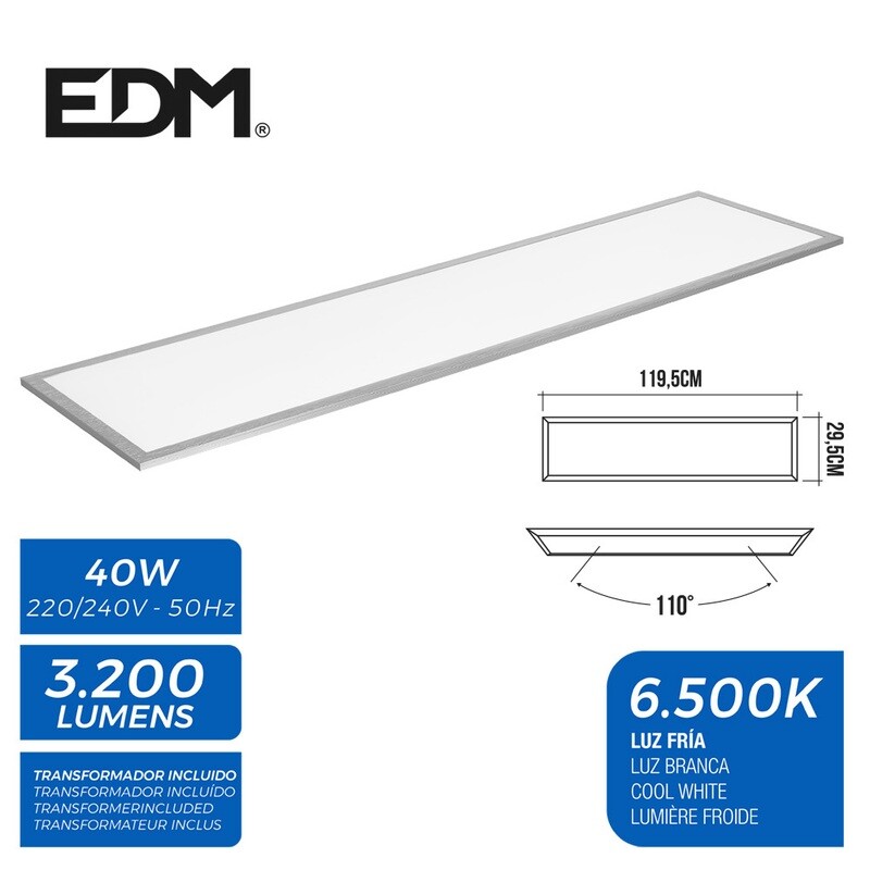 *ULT.UNIDADES* PANEL LED 120X30CM 40W 6.500K LUZ FRIA 3200 LUMENES.UNIDADES POR CAJA 5