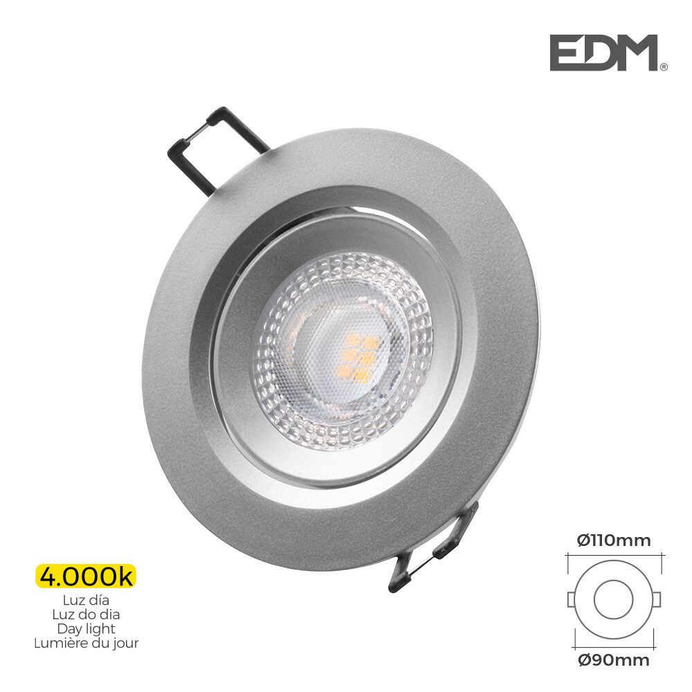DOWNLIGHT LED EMPOTRAR 5W 380 LUMEN 4.000K REDONDO MARCO CROMO EDM.UNIDADES POR CAJA 12