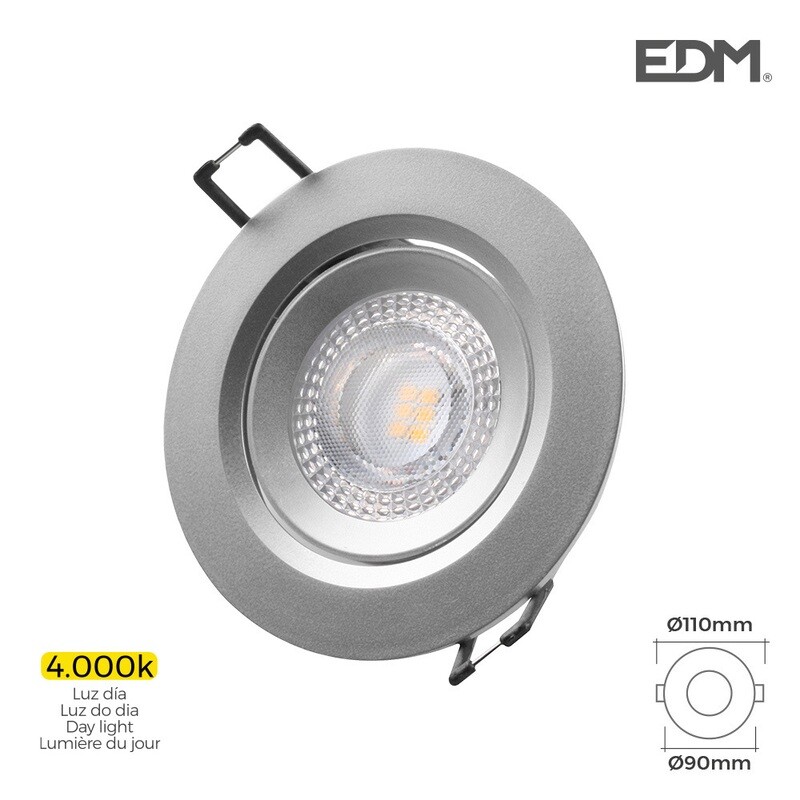 DOWNLIGHT LED EMPOTRAR 5W 380 LUMEN 4.000K REDONDO MARCO CROMO EDM.UNIDADES POR CAJA 12