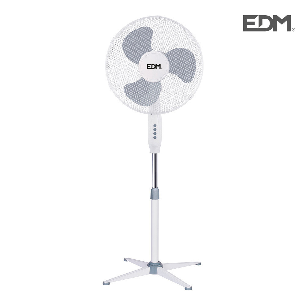 VENTILADOR PIE BLANCO 45W Ø ASPAS 40 CM ALTURA REGULABLE 105-125 CM EDM