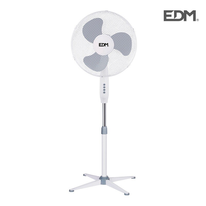 VENTILADOR PIE BLANCO 45W Ø ASPAS 40 CM ALTURA REGULABLE 105-125 CM EDM