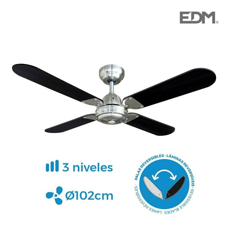 VENTILADOR DE TECHO MODELO BALEAR NEGRO/CROMADO 50W Ø ASPAS 102 CM EDM