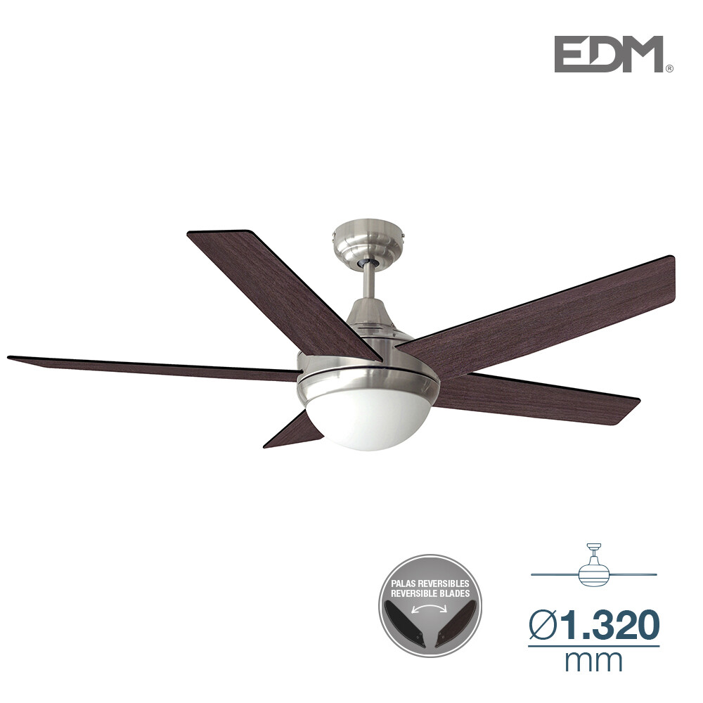 VENTILADOR DE TECHO MODELO ADRIATICO WENGUE/NIQUEL SATINADO 60W Ø ASPAS 132 CM EDM
