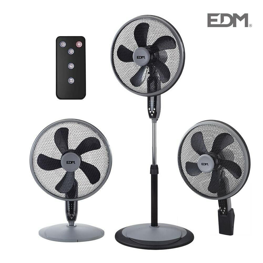VENTILADOR 3 EN 1( PIE, SOBREMESA Y PARED ) NEGRO 55W Ø ASPAS 40 CM ALTURA REGULABLE 110-130CM EDM