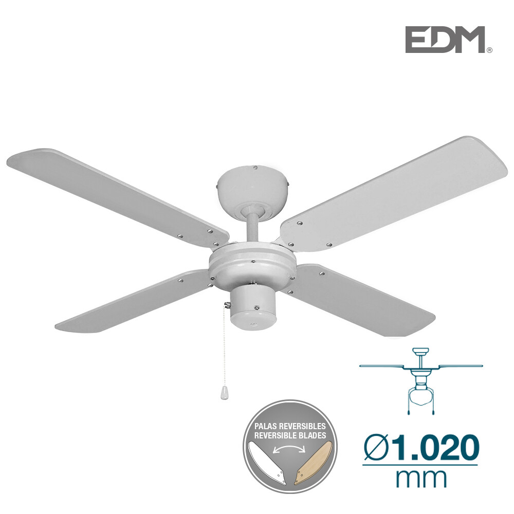 VENTILADOR DE TECHO MODELO BALTICO BLANCO 50W Ø ASPAS 102 CM EDM