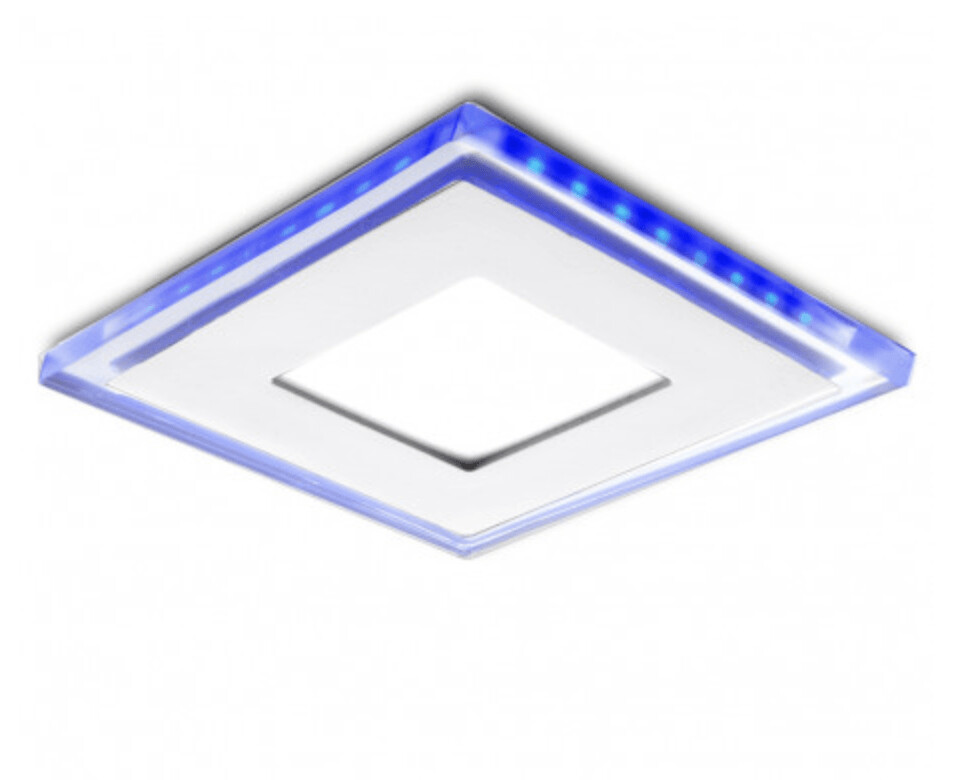 Foco Downlight LED Cuadrado con Cristal Duo (Blanco/Azul) 130X130Mm 10W 800Lm 30.000H