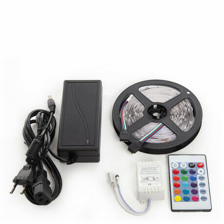 Kit Tira 150 LEDs 36W RGB Blister Transformador, Controlador, Mando a Distancia IP25