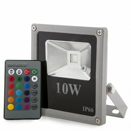 Foco Proyector LED IP65 10W RGB Mando a Distancia