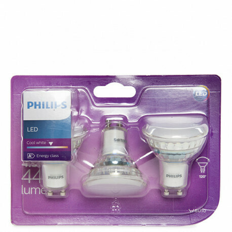 Bombilla LED Philips GU10 36D 4,5W 440Lm Blanco Natural (3 Unidades)