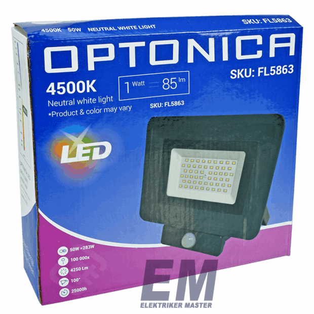 PROYECTOR LED CON SENSOR 50 WATIOS