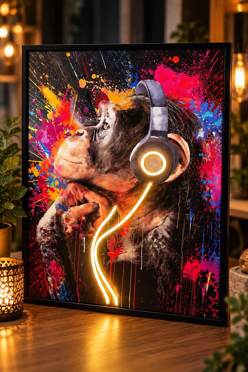 QUADRO LUMINOSO GORILLA CON CUFFIE