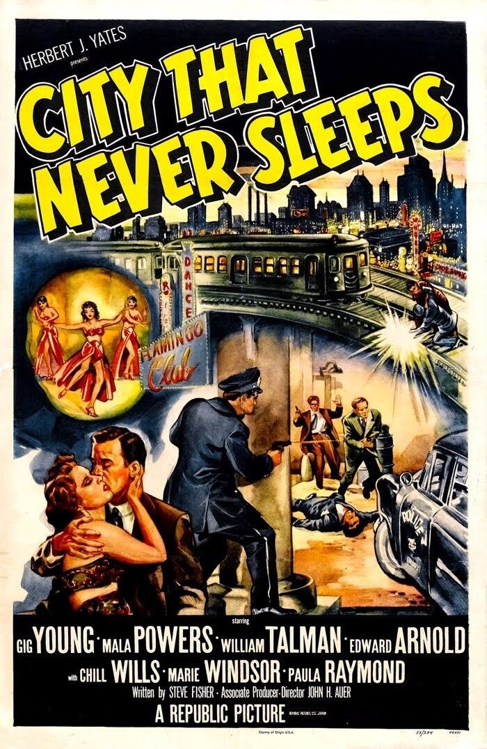 City That Never Sleeps  DVD - (1953) -  Gig Young, Mala Powers, William Talman, Edward Arnold, Chill Wills, Marie Windsor, Paula Raymond**
