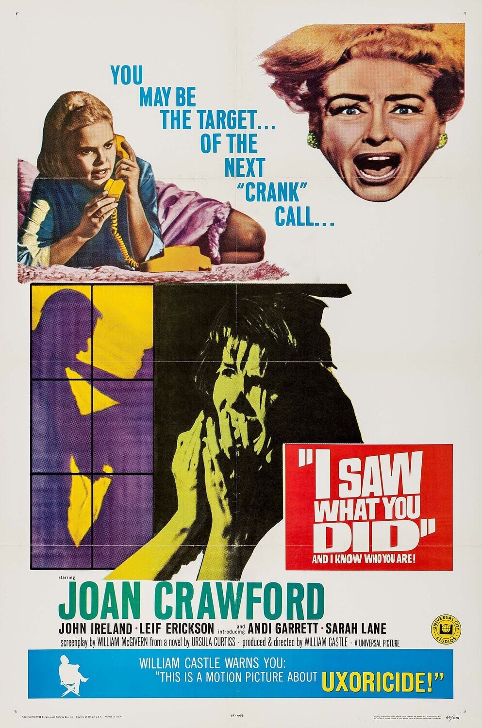 I Saw What You Did  DVD - (1965) -  Joan Crawford, John Ireland, Leif Erickson