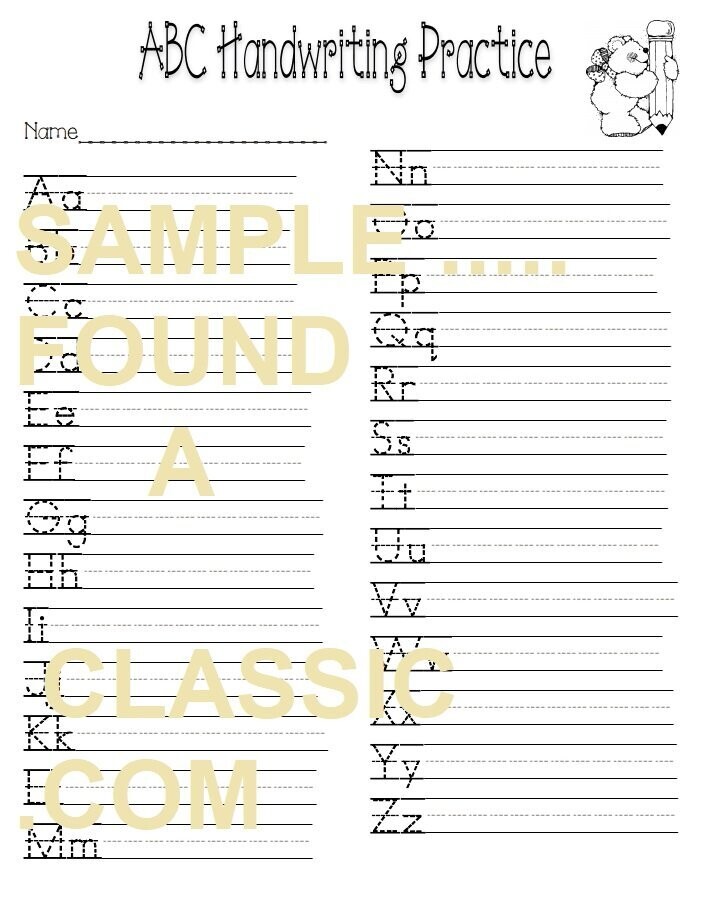 ABC Pre School Kids Learning To Write  - Children School Download A4 - PDF,Word,Paint