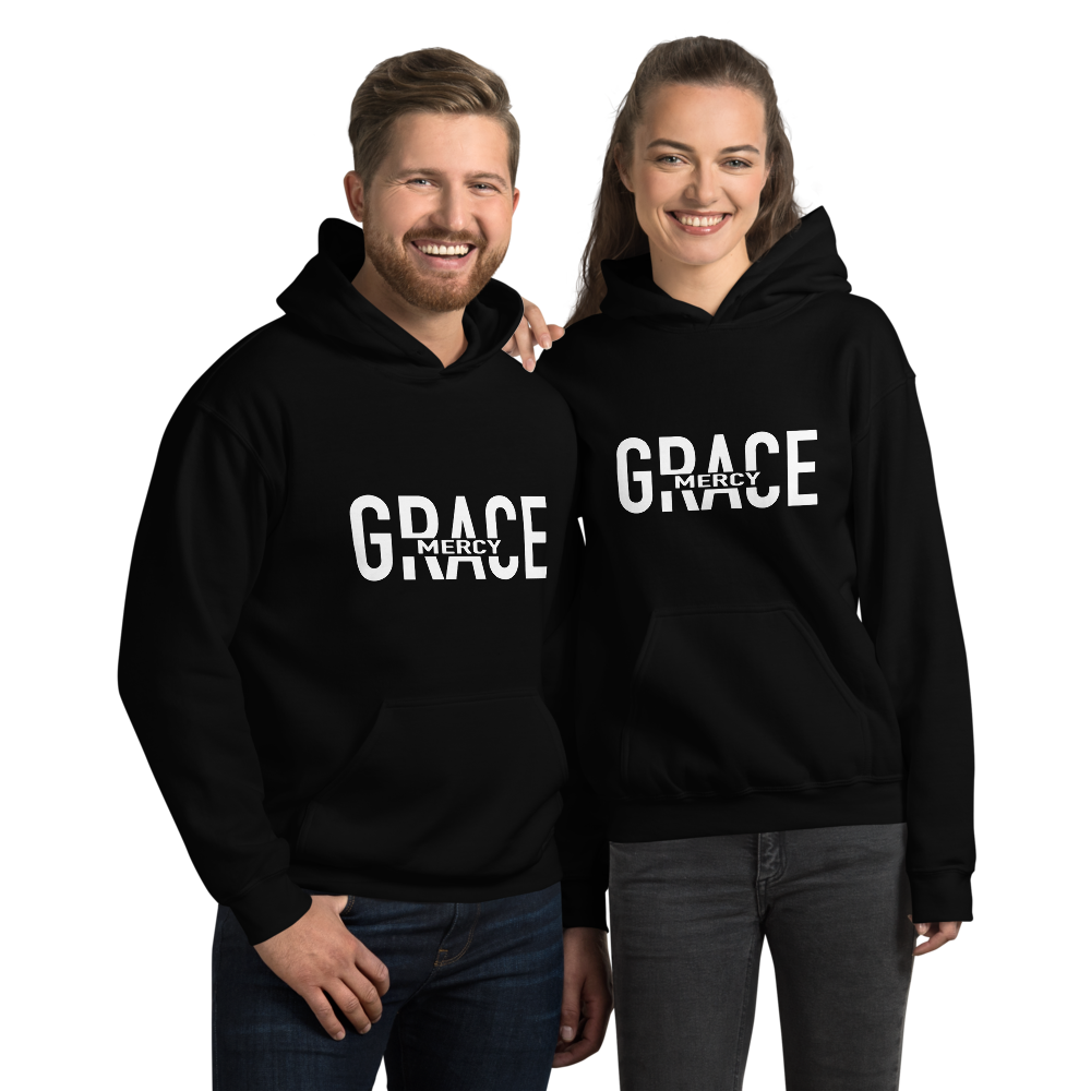 GRACE AND MERCY HOODIE (WHT FONT) UNISEX, Color: Black, Size: S