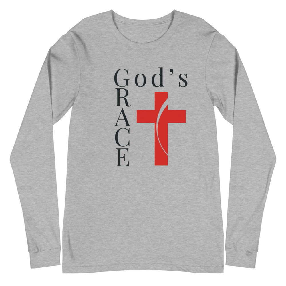 GOD&#39;S GRACE CROSS LONG SLEEVE UNISEX, Color: Athletic Heather, Size: XS
