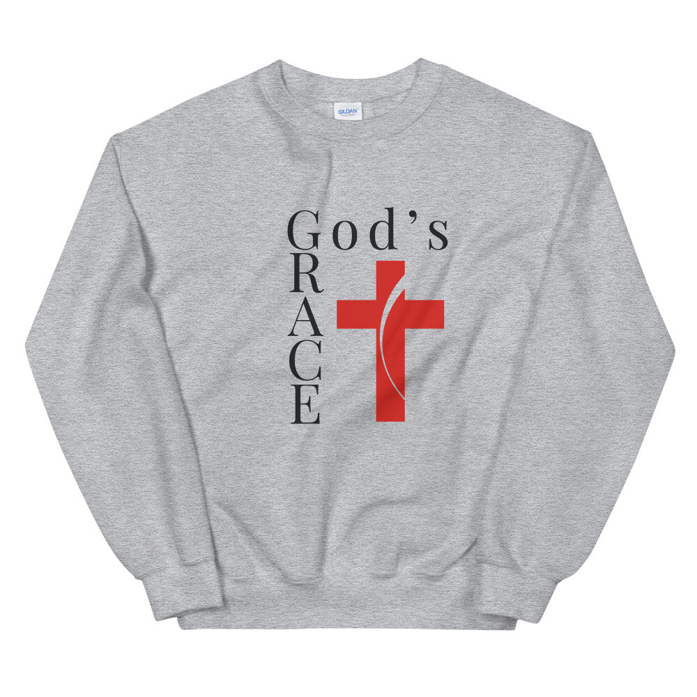 GOD&#39;S GRACE CROSS SWEATSHIRT UNISEX, Color: Sport Grey, Size: S