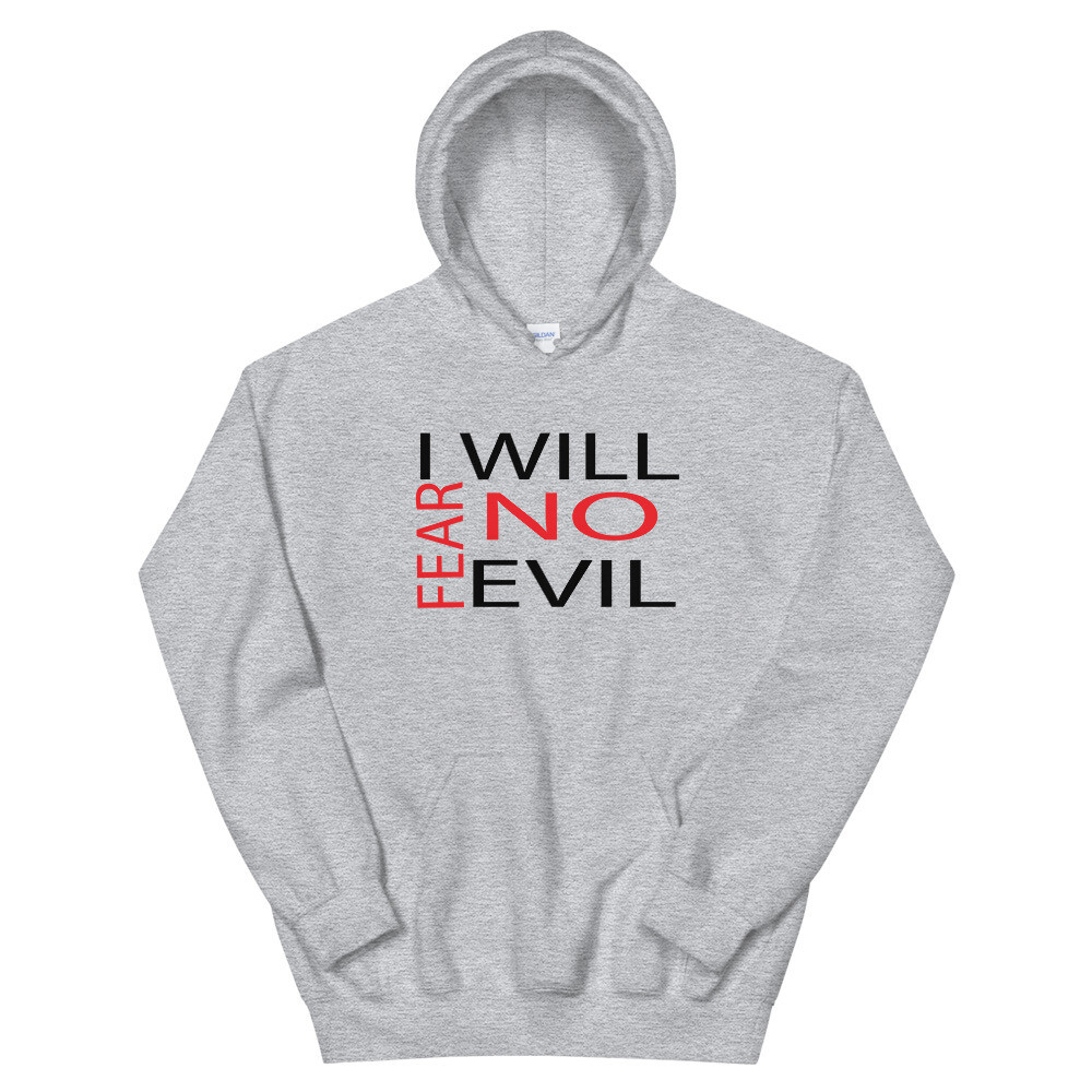 FEAR NO EVIL UNISEX HOODIE, Color: Sport Grey, Size: S