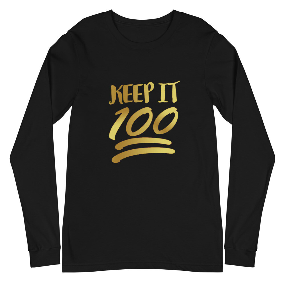 KEEP IT 100 UNISEX LONG SLEEVE, Color: Black, Size: XS