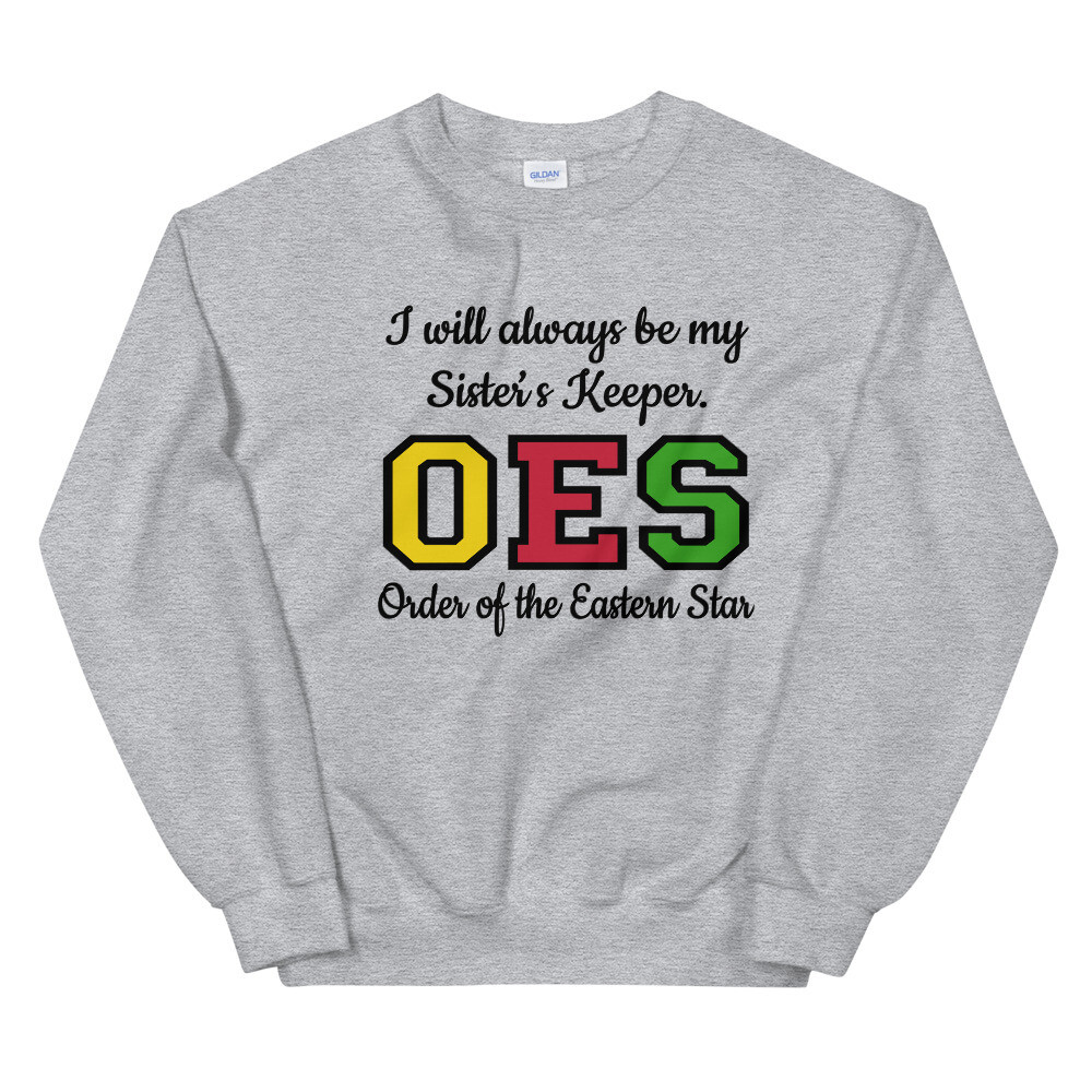 OES SISTER&#39;S KEEPER BLK FONT SWEATSHIRT, Color: Sport Grey, Size: S