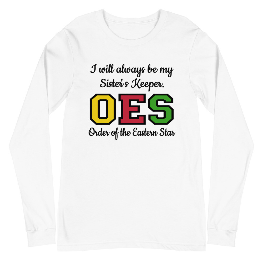 OES SISTER&#39;S KEEPER BLK FONT LONG SLEEVE