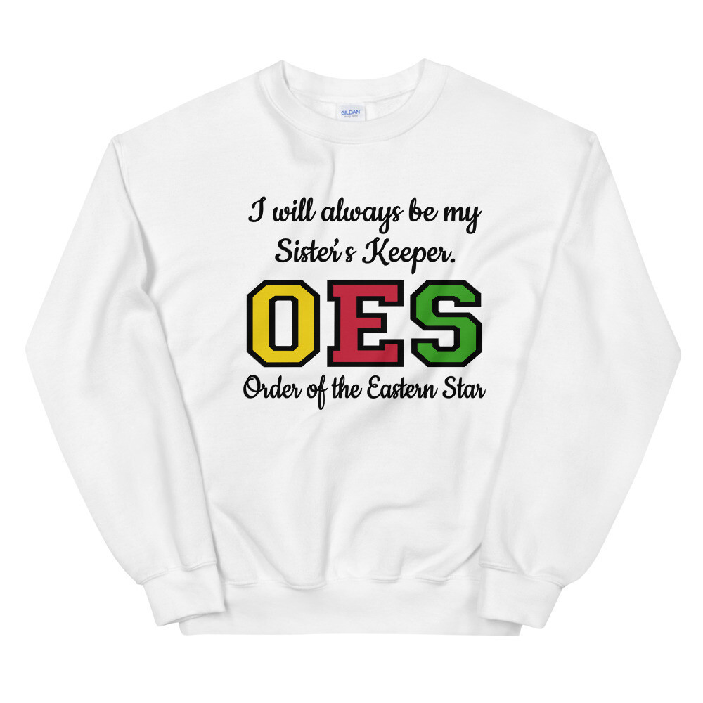 OES SISTER&#39;S KEEPER BLK FONT SWEATSHIRT