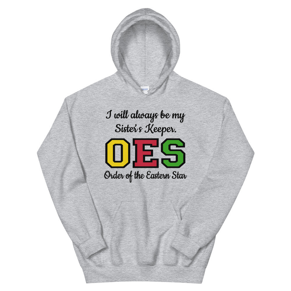 OES SISTER&#39;S KEEPER BLK FONT HOODIE, Color: Sport Grey, Size: S