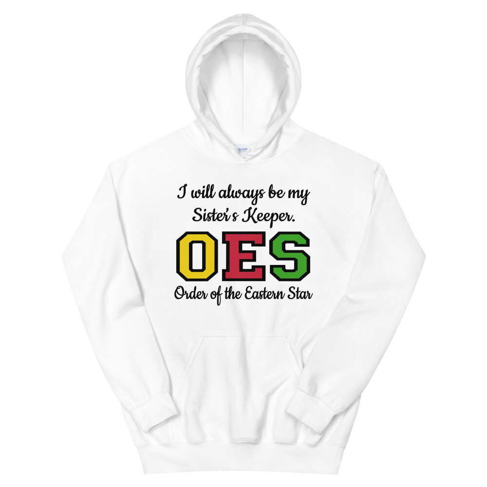 OES SISTER&#39;S KEEPER BLK FONT HOODIE