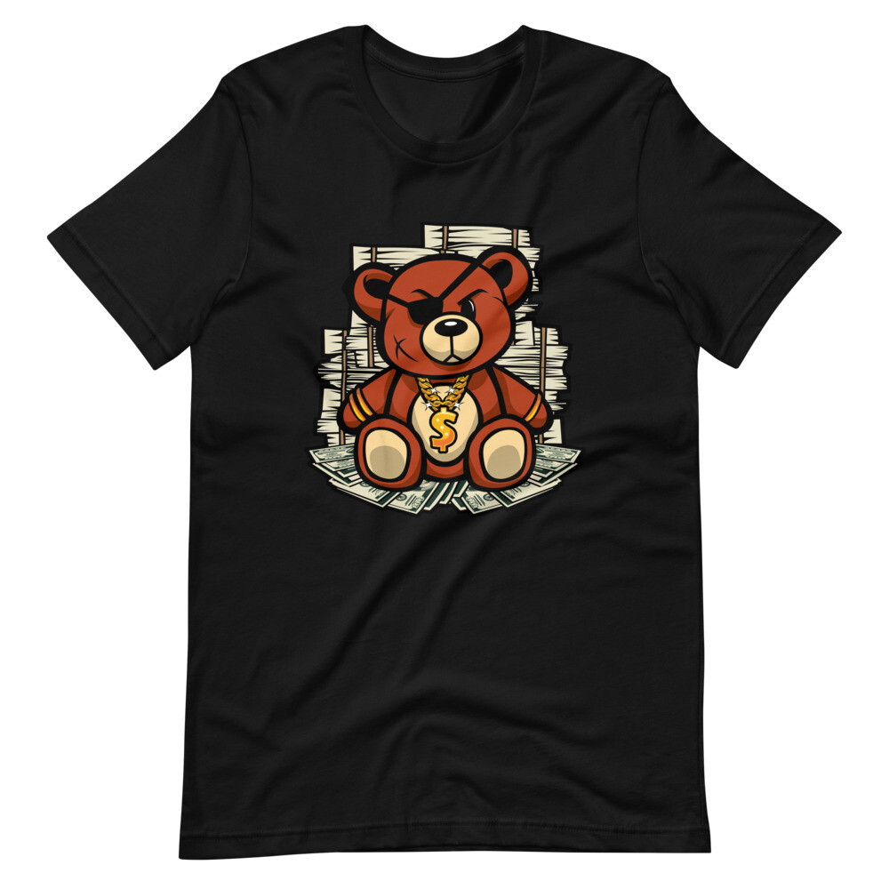 GANGSTA BEAR SHORT SLEEVE, Color: Black, Size: XS