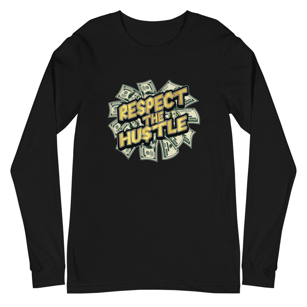 RESPECT THE HUSTLE UNISEX LONG SLEEVE, Color: Black, Size: XS