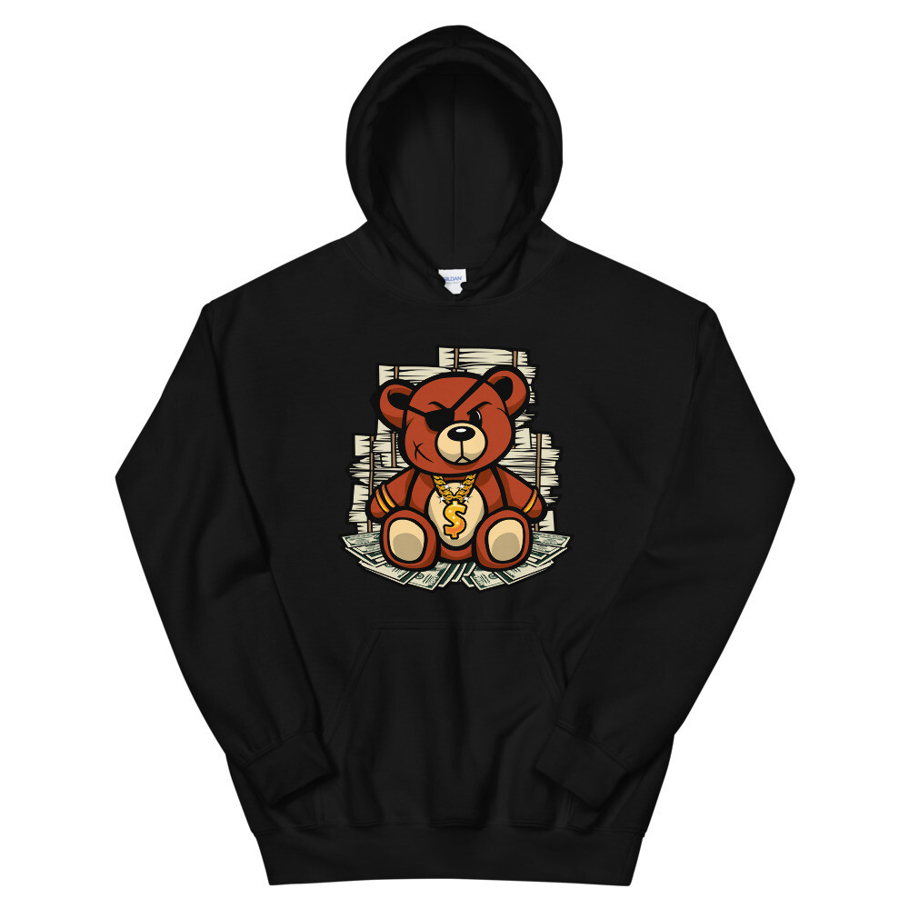GANGSTA BEAR HOODIE, Color: Black, Size: S