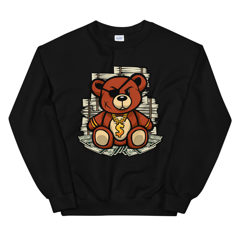 GANGSTA BEAR SWEATSHIRT, Color: Black, Size: S