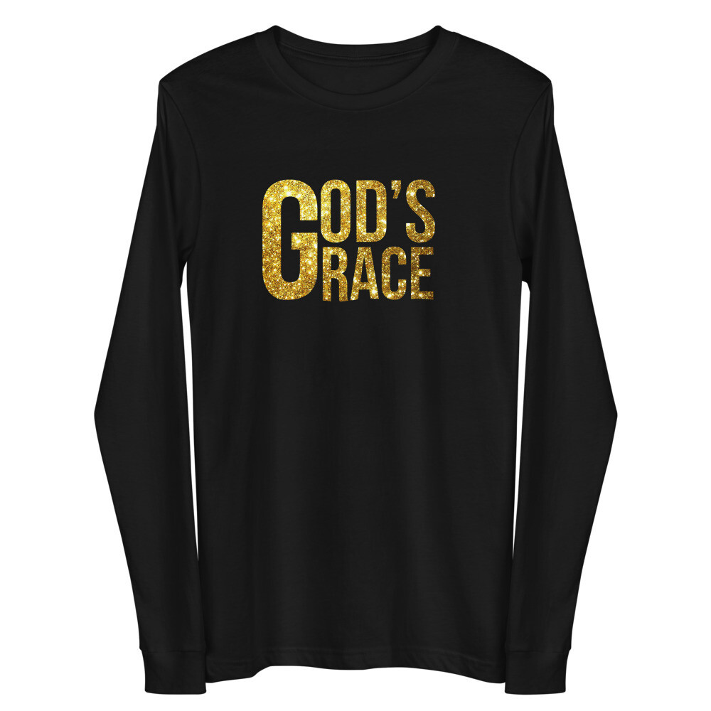 GOD&#39;S GRACE GOLD UNISEX LONG SLEEVE, Color: Black, Size: XS