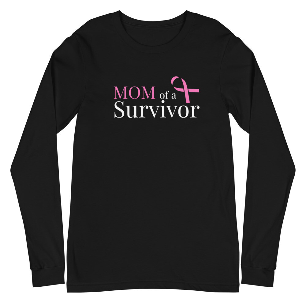 CANCER SURVIVOR MOM LONG SLEEVE, Color: Black, Size: XS