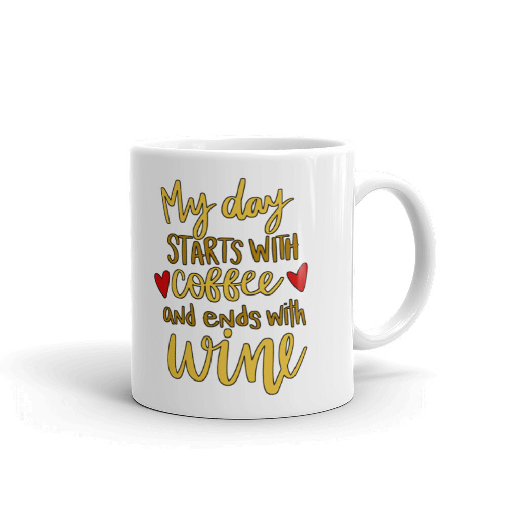 MUGS - MY DAY STARTS WITH COFFEE, Size: 11oz